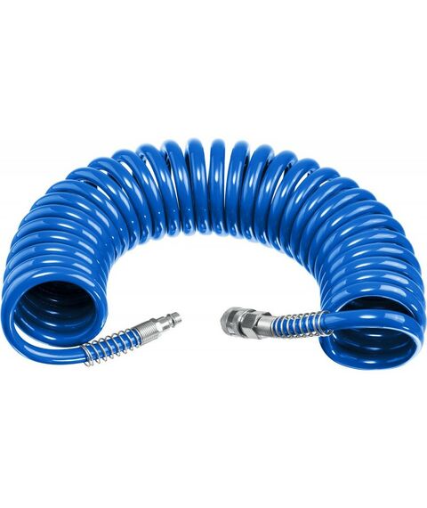 Принадлежности для пневмоинструмента: Воздушный спиральный шланг с фитингами рапид Зубр Профессионал 10 м 8х12 мм, 15 бар [6472-10] фотографии