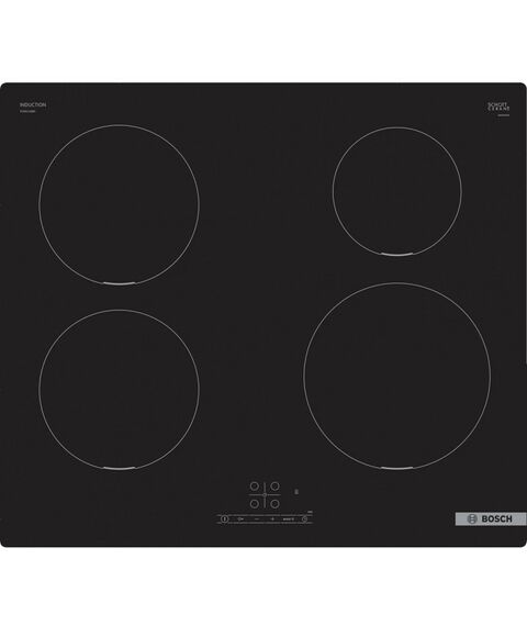 Электрические варочные поверхности: Встраиваемая индукционная варочная панель BOSCH PUE611BB5E Series 4 51x616x527 мм, 4 зоны, макс. мощность 3.7 кВт, 17 ступеней, PowerBoost, TouchControl фотографии