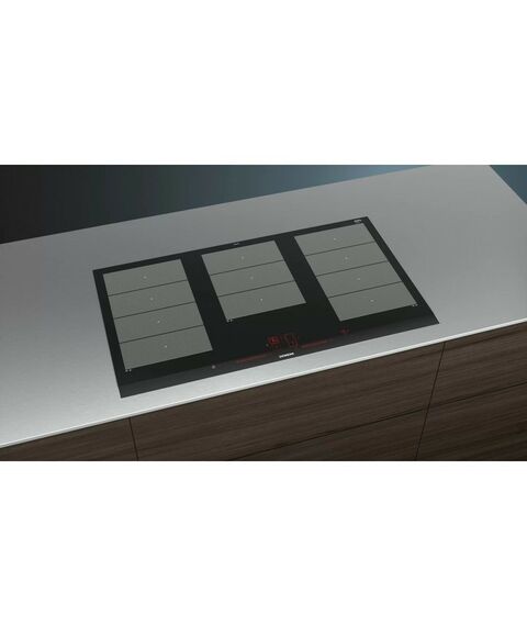 Электрические варочные поверхности: Встраиваемая индукционная варочная панель Siemens EX975LXC1E iQ700, 51x912x520 мм, FlexInduction, 17 режимов, TouchSlider, HomeConnect, блокировка от детей фотографии