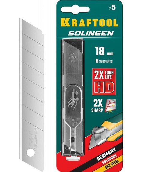 Ручной инструмент: Сегментированные лезвия KRAFTOOL 18 мм, 5 шт [09605-18-S5] фотографии