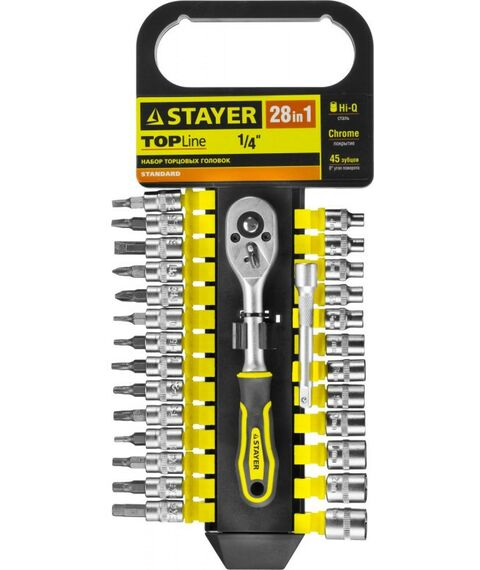 Наборы оснастки: Набор торцовых головок и бит-головок STAYER RSS 28S 28 предметов, 1/4" [27754-H28] фотографии
