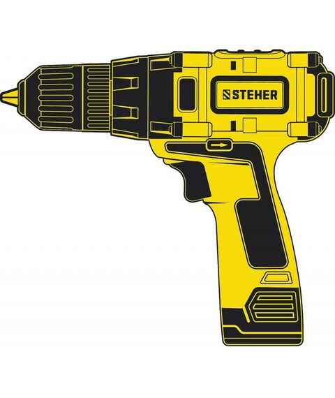 Дрели и шуруповерты: Бесщеточная дрель-шуруповерт STEHER CDB-120-2 12 В, 40 Н·м, 2 АКБ (2 А·ч), кейс фотографии