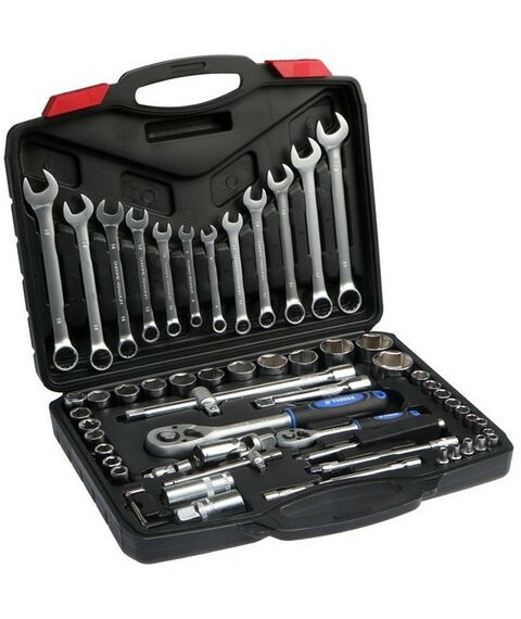 Наборы инструментов и ключи: Набор инструментов в кейсе автомобильный TUNDRA CrV, 1/2" и 1/4" 60 предметов фотографии