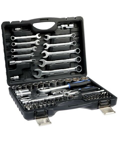 Наборы инструментов и ключи: Набор инструментов в кейсе автомобильный TUNDRA CrV, 1/2" и 1/4" 82 предмета фотографии