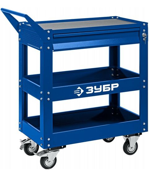 Инструментальные тележки: Инструментальная тележка с выдвижным ящиком Зубр Профессионал 1 ящик + 2 полки, 820х405х955 мм [38914] фотографии