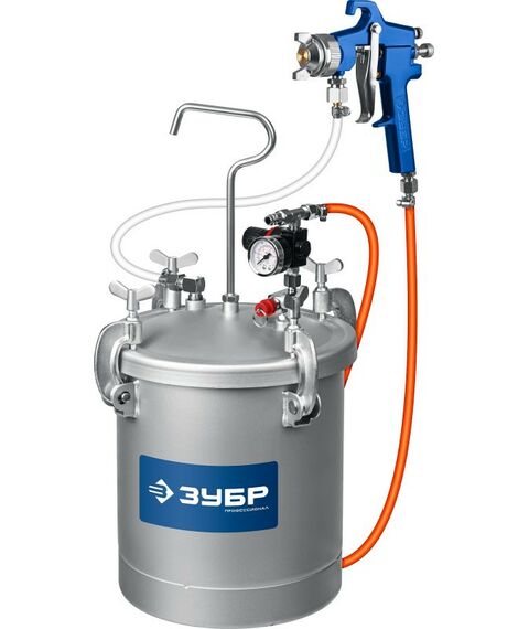 Пневмокраскопульты: Красконагнетательный бак с краскораспылителем Зубр Профессионал KNB-10 10 л [06464] фотографии