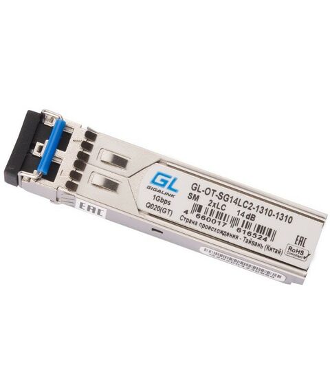 Медиаконвертеры и модули: Модуль Gigalink GL-OT-SG14LC2-1310-1310 SFP, 1.25 Гбит/с, Duplex, 2 ОВ, SM, 2xLC, Tx:1310/Rx:1310 нм, DDM, 14 дБ (до 20 км) фотографии