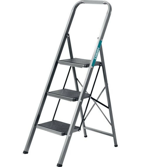 Стремянки и лестницы: Стальная стремянка СИБИН 38807-03 3 ступени, 71 см, c широкими обрезиненными ступенями фотографии