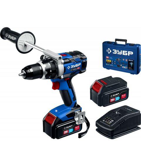 Дрели и шуруповерты: Бесщеточная дрель-шуруповерт Зубр Профессионал DB-211-42 Т7, 20 В, 100 Н·м, 2 АКБ (4 А·ч), кейс [DB-211-42] фотографии
