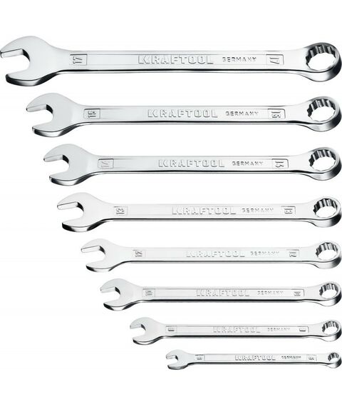Наборы инструментов и ключи: Набор комбинированных гаечных ключей KRAFTOOL 8 шт, 8 - 19 мм [27079-H8C] фотографии
