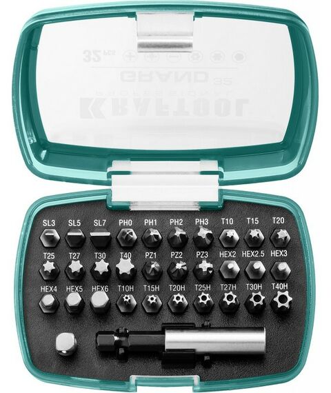 Наборы оснастки: Набор бит KRAFTOOL Grand-32 с магнитным адаптером 32 шт [26083-H32] фотографии