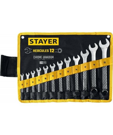 Наборы инструментов и ключи: Набор комбинированных гаечных ключей STAYER HERCULES Professional 12 шт, 6 - 22 мм [27081-H12] фотографии