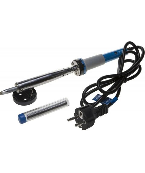 Паяльное оборудование: Электропаяльник Зубр Эксперт 100Вт в наборе: припой + подставка, 2-комп. рукоятка, клин, керамический нагреватель [55402-100] фотографии