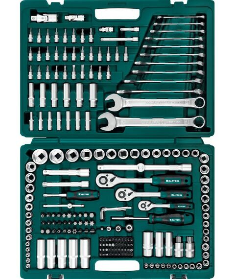 Наборы инструментов и ключи: Универсальный набор инструмента KRAFTOOL X-Drive 216 216 предметов, 1/2"+3/8"+1/4" [27888-H216] фотографии