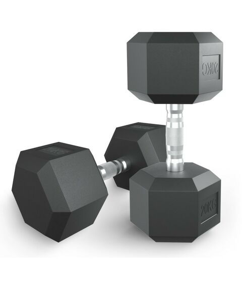 Гантели: Гантель гексагональная UNIXFIT 20 кг обрезиненная, пара фотографии