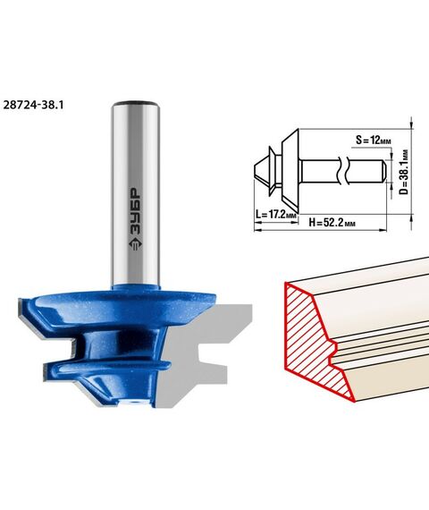 Принадлежности для фрезерных станков: Фреза кромочная для углового сращивания Зубр 38.1x14 мм [28724-38.1] фотографии