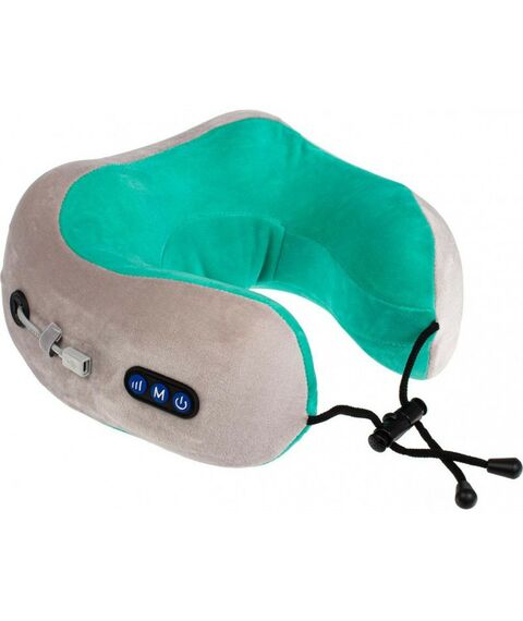 Массажеры: Дорожная подушка-подголовник Bradex KZ 0558 для шеи с завязками, серо-зелёная фотографии