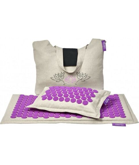 Массаж, спа, стоунтерапия: Набор акупунктурный Bradex Нирвана бежевый, лиловые шипы, премиум-серия [KZ 0713] фотографии