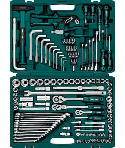 Наборы инструментов и ключи: Универсальный набор инструмента KRAFTOOL EXTREM-142 142 предмета, 1/2"+3/8"+1/4" [27889-H142] фотографии