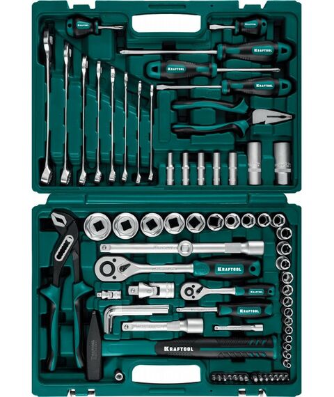 Наборы инструментов и ключи: Универсальный набор инструмента KRAFTOOL EXTREM-76 76 предметов, 1/2"+3/8"+1/4" [27889-H76] фотографии
