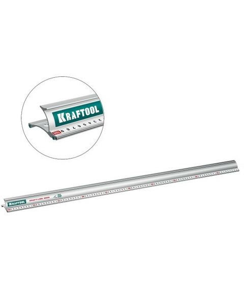 Рейки, линейки, прочие приспособления: Усиленная алюминиевая линейка со стальной направляющей KRAFTOOL KRAFT-LINE 1.0 м [34275-100] фотографии