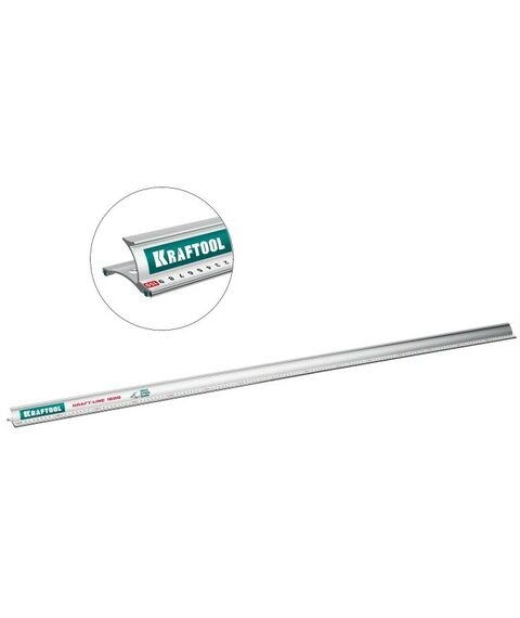 Рейки, линейки, прочие приспособления: Усиленная алюминиевая линейка со стальной направляющей KRAFTOOL KRAFT-LINE 1.5 м [34275-150] фотографии