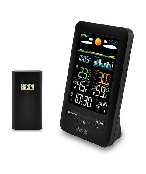 Гигрометры, метеостанции: Домашняя погодная станция LaCrosse WS6205 с цветным экраном, цвет черный фотографии