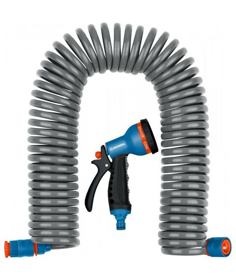 Шланги, системы водопровода и автополива: Спиральный шланг GRINDA PROLine 3/8" x 15 м пистолет-распылитель, адаптеры, поливочный набор [428495] фотографии
