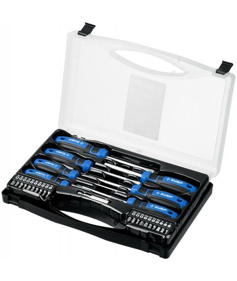 Отвертки: Набор отверток Зубр Профессионал 28 предметов [25240] фотографии