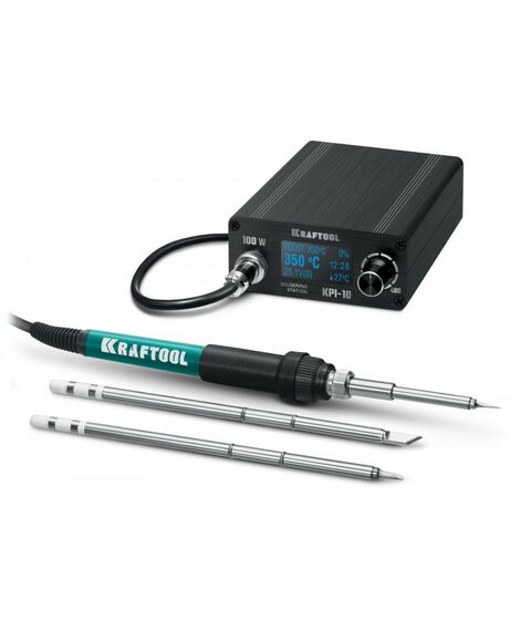 Паяльное оборудование: программируемая паяльная станция KRAFTOOL KPI-10 50 - 480°C, 100 Вт, 3 жала Т12 [55343] фотографии