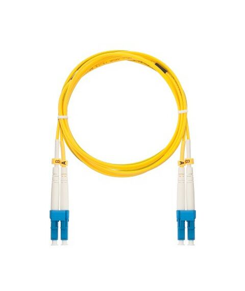 Патч-корды: Шнур волоконно-оптический соединительный Nikomax NMF-PC2S2C2-LCU-LCU-001 одномодовый 9/125мкм, стандарта OS2, LC/UPC-LC/UPC, двойной, полимерный материал нг(A)-HF, 2мм, желтый, 1м фотографии