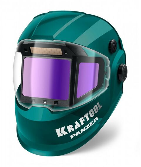 Сварочные маски: Маска сварщика KRAFTOOL PANZER хамелеон с панорамным трёхсторонним светофильтром, затемнение 3/4-8/9-14 [11061] фотографии
