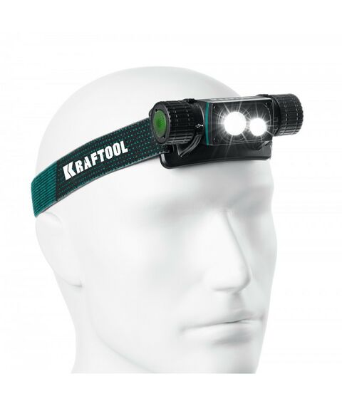 Аккумуляторный налобный/ручной фонарь KRAFTOOL KH-7 1000 лм, 4 режима, 3в1, 2200мАч 56450 фотографии