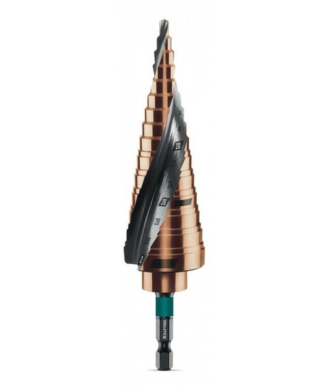 Сверло ступенчатое KRAFTOOL COBALT 4-32мм 15 ступеней, азотирование, винтовая спираль [29691-4-32-15] фотографии