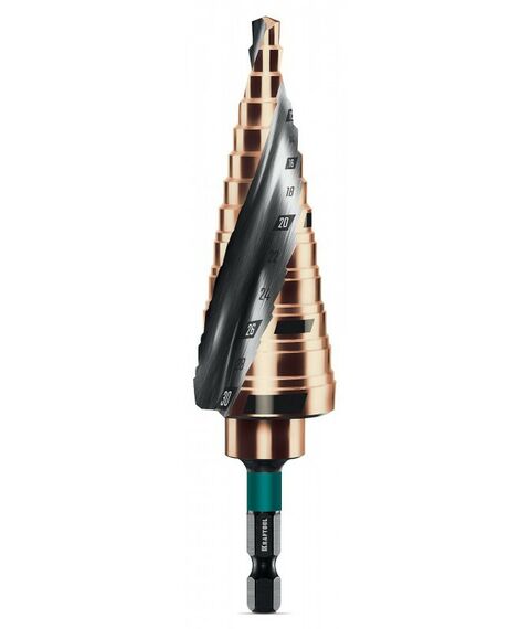 сверло ступенчатое KRAFTOOL COBALT 6-30мм 13 ступеней, азотирование, винтовая спираль [29691-6-30-13] фотографии