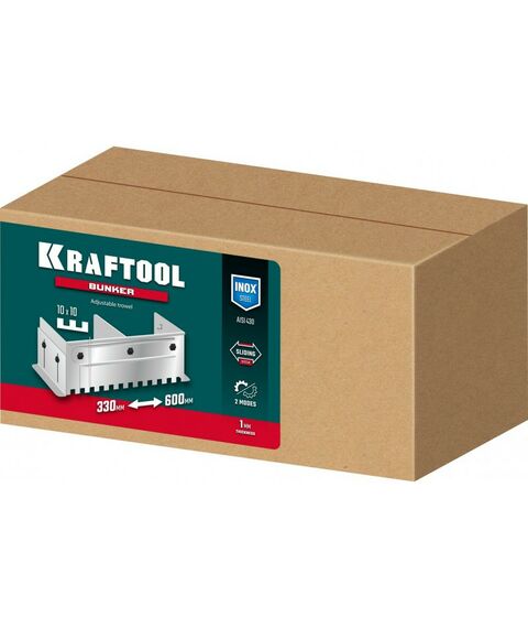 Раздвижная гребенка для плитки KRAFTOOL BUNKER зуб 10*10 мм до 600 мм, нерж. сталь [0808-10] фотографии