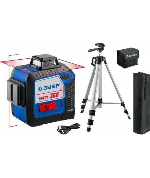 Лазерный нивелир Зубр Профессионал Крест 360 №2, 20 - 70 м [34906-2] фотографии