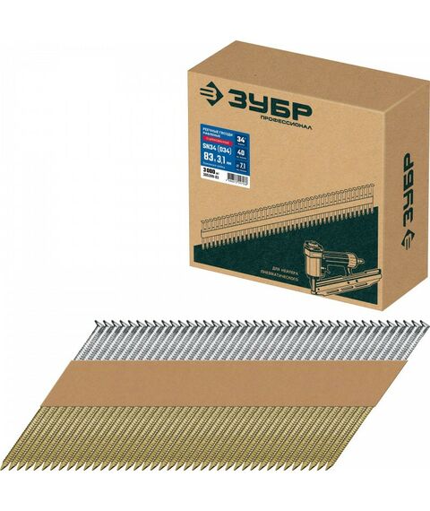 Реечные гвозди рифленые Зубр SN34 (D34) 83 х 3.1 мм оцинкованные, 3000 шт [305399-83] фотографии