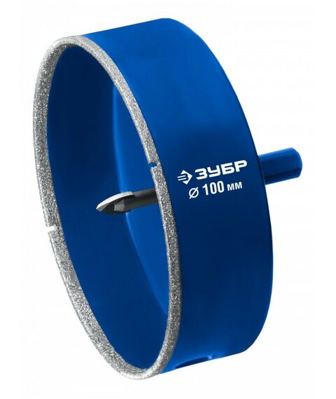 Алмазная коронка Зубр Профессионал АГК d 100 мм центр. сверло, трехгр. хвост, Р60 [29850-100] фотографии