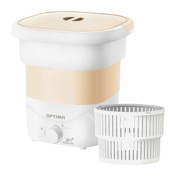 Стиральная машина OPTIMA МС-31СК объем загрузки 2.5кг, складная, компактная, воду не греет, вес 4 кг, материал бака пластик и резина, тип установки отдельно стоящая, цвет оранжевый, управление механич. фотографии