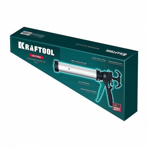 Закрытый пистолет для герметика KRAFTOOL ULTRA 600 мл регулировка силы давления, вариативная антикапельная система, универсальный [06677-60] фотографии