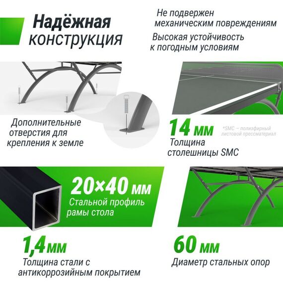 Антивандальный теннисный стол UNIX line 14 mm SMC (Grey/Grey) фотографии