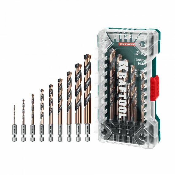 Набор сверл по металлу KRAFTOOL IMPACT READY НЕХ-1/", 10 шт, для винтовёртов и шуруповертов [29652-H10] фотографии