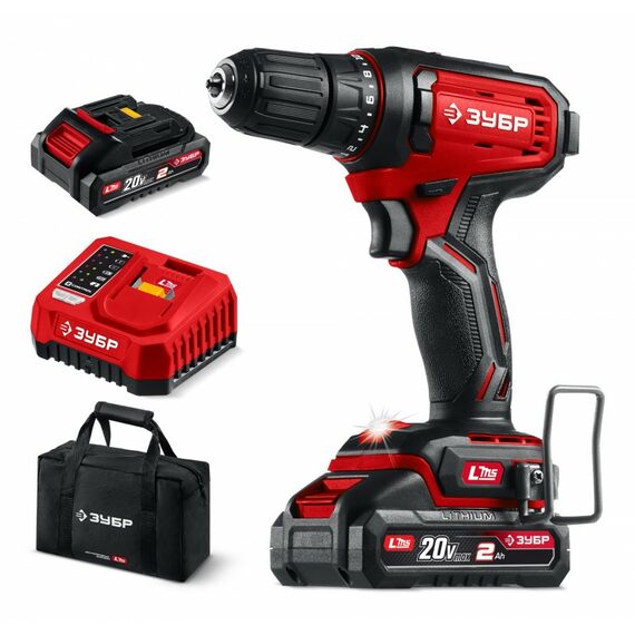 Дрель-шуруповерт Зубр ДШ-40-22 20 В, 40 Н·м, 2 АКБ LMS (2 А·ч), сумка фотографии