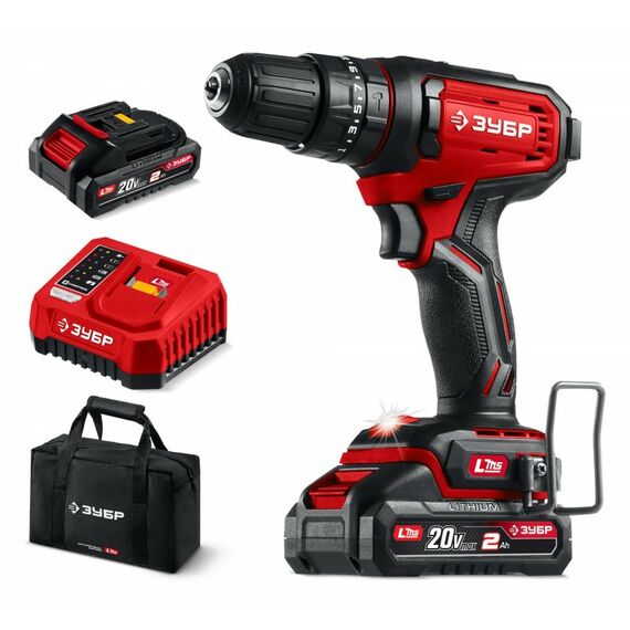 Ударная дрель-шуруповерт Зубр ДШУ-40-22 20 В, 40 Н·м, 2 АКБ LMS (2 А·ч), сумка фотографии
