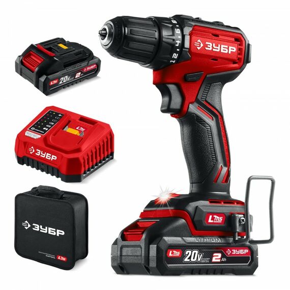 Бесщеточная дрель-шуруповерт Зубр ДБ-45-22 20 В, 45 Н·м, 2 АКБ LMS (2 А·ч), сумка фотографии