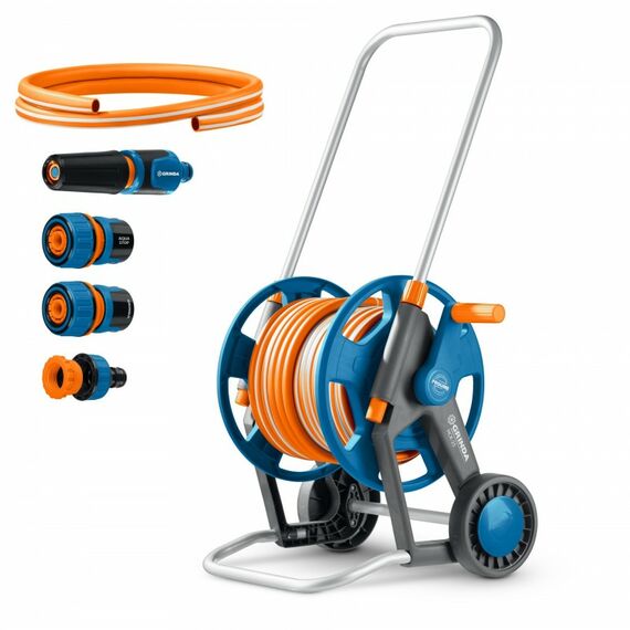 Катушка со шлангом в комплект GRINDA HCK-25 шланг 25м x 1/2", поливочный набор 4 предмета, усиленные колеса, телескопическая ручка, ProLine [428461] фотографии