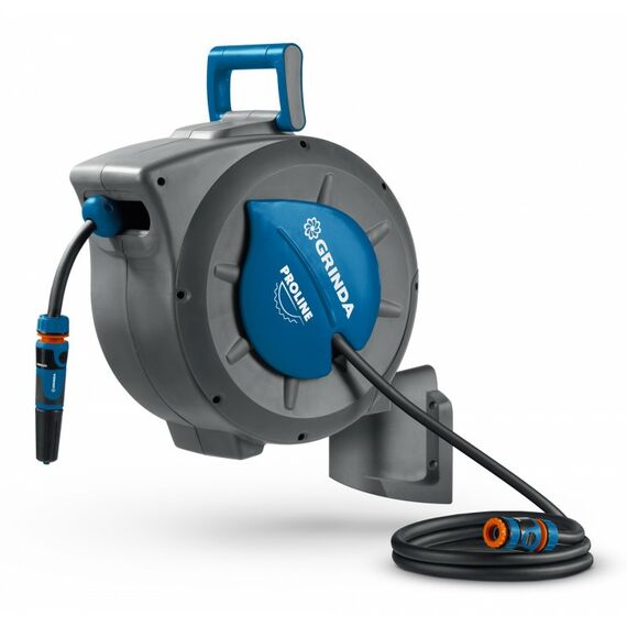 Поливочный набор 4 предмета GRINDA HRA-20 шланг 20м x 1/2", на поворотном кронштейне настенная, катушка автоматическая со шлангом ProLine [428470] фотографии