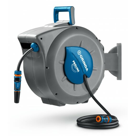 Поливочный набор 4 предмета GRINDA HRA-30 шланг 30м x 1/2", на поворотном кронштейне настенная, катушка автоматическая со шлангом ProLine [428471] фотографии