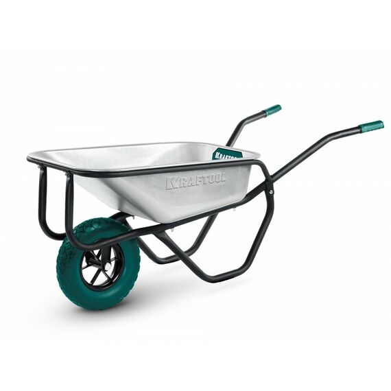 Тачка строительная KRAFTOOL MAXDrive-1 110л, 260 кг, одноколесная, с трубным усилителем, кузов 0.9 мм, полиуретановое колесо [39862] фотографии